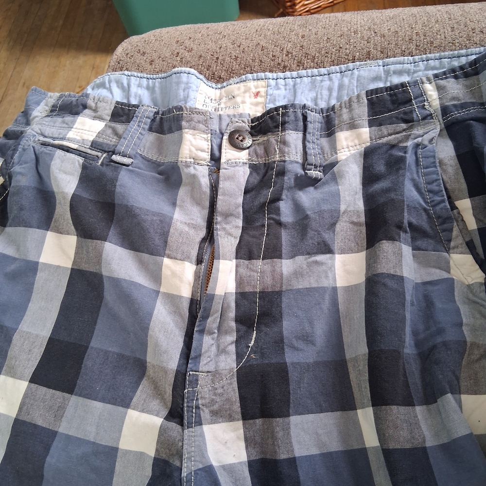 American Eagle Outfitters Blue Plaid Men's Shorts